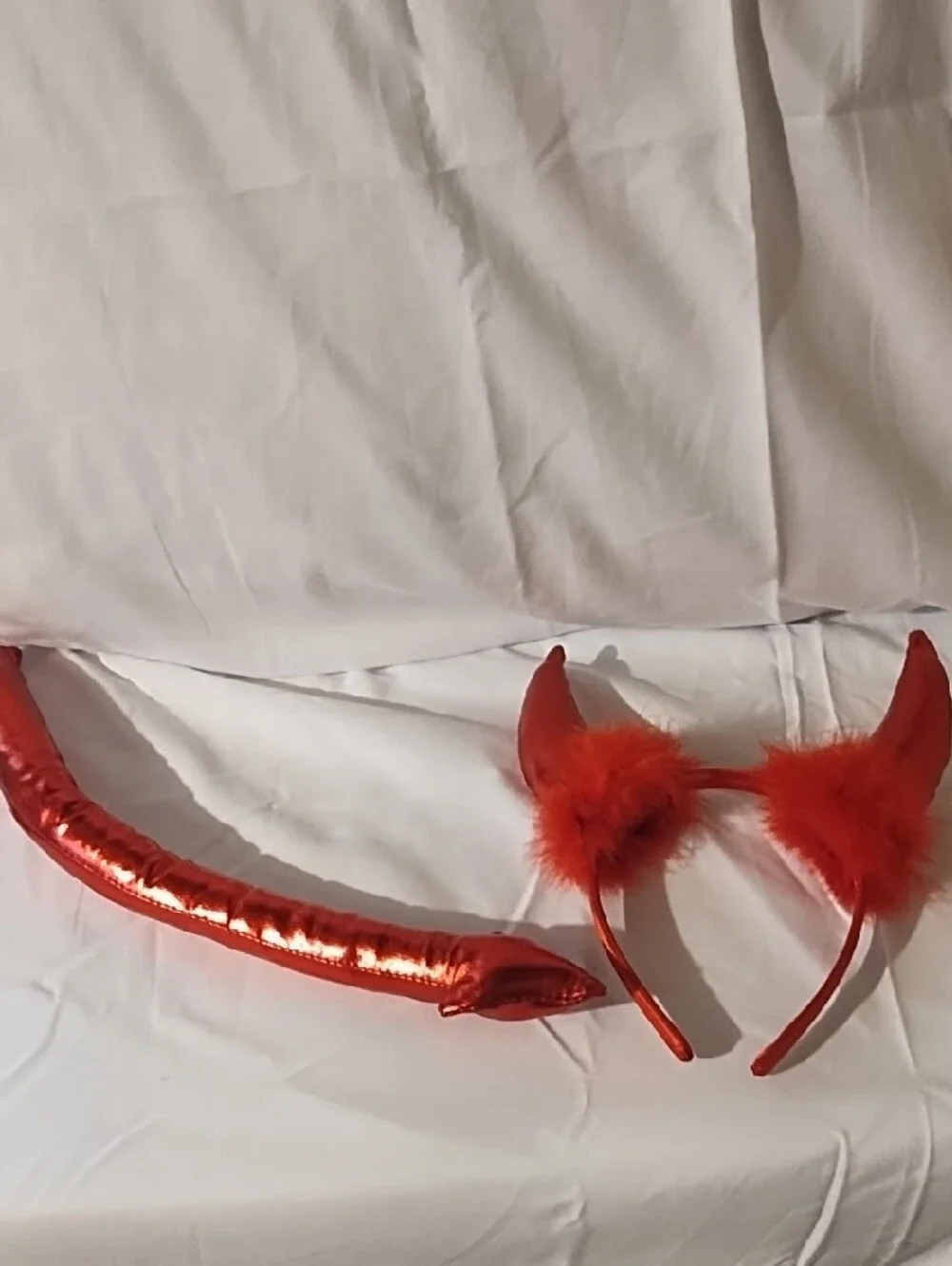 Kids Red Devil Horns Headband & Tail Costume Set